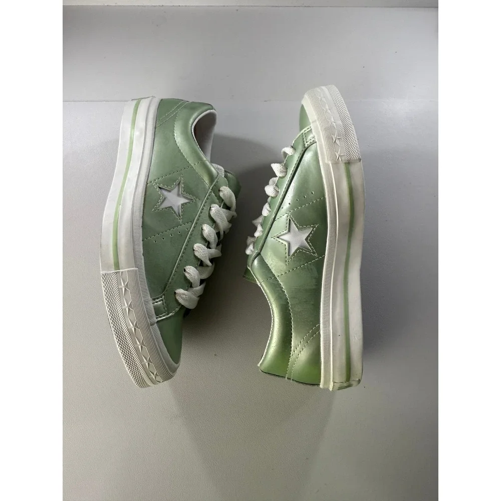 Converse One Star Pearlized Vinyl Lime VINTAGE 90's Sneakers Womens‎ 5.5 NEW - Picture 7 of 9
